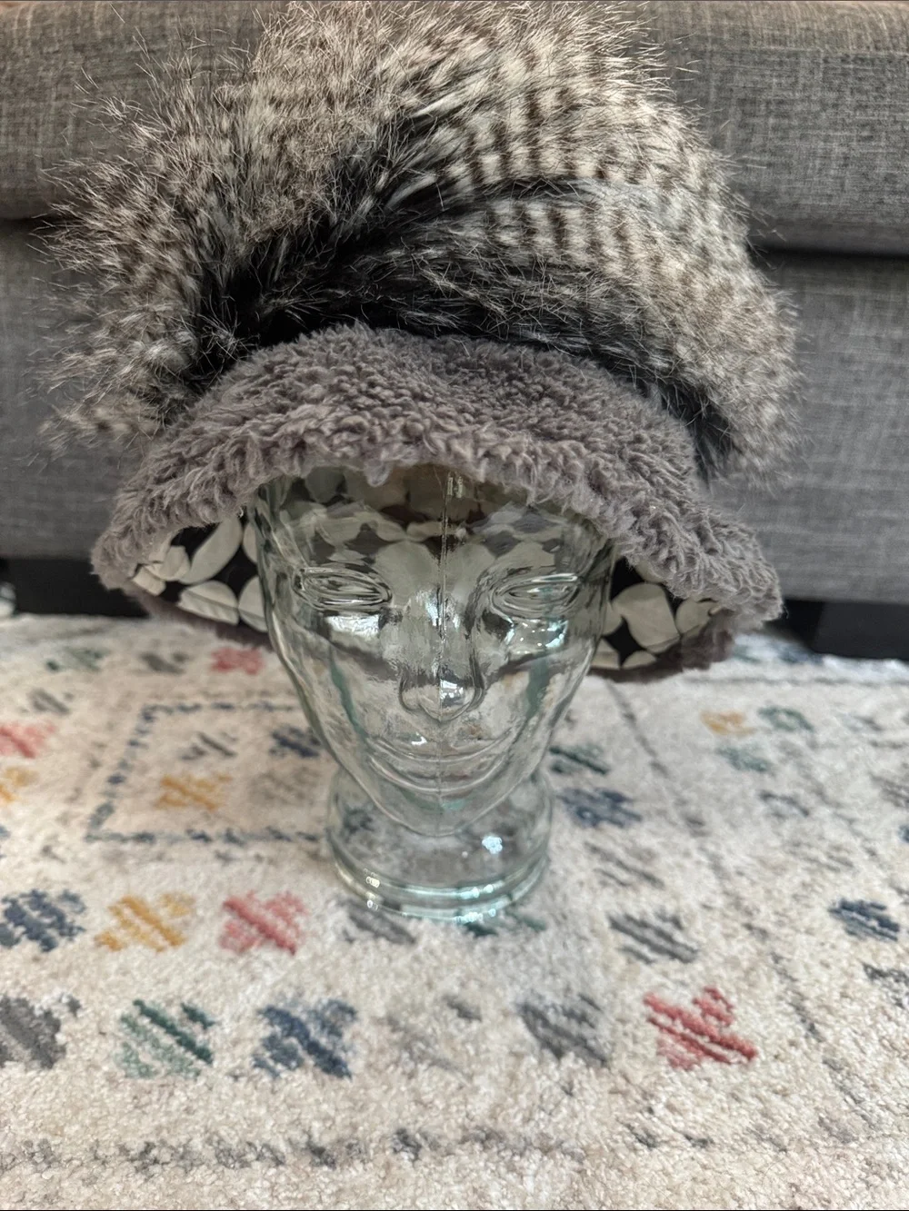 Zero Waste Daniel x ThredUp Faux Fur Bucket Hat Gray Black Winter Hat